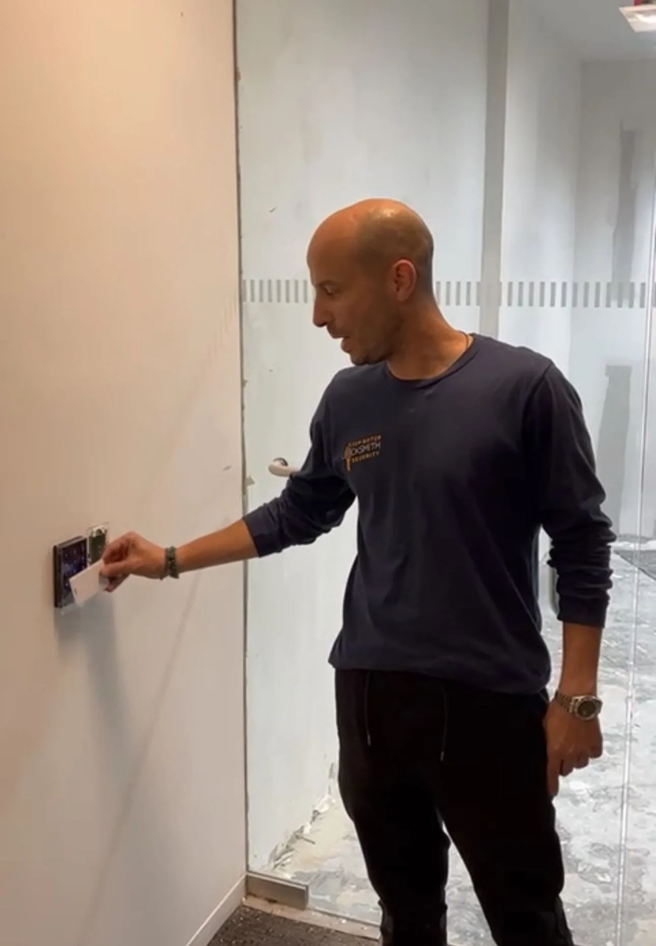 Roye Gvili working on a lock on a job in New York City